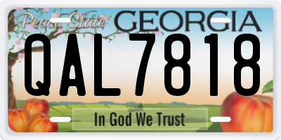 GA license plate QAL7818