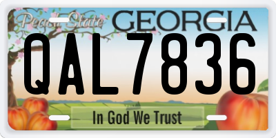 GA license plate QAL7836