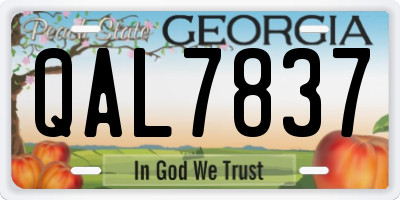 GA license plate QAL7837