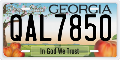 GA license plate QAL7850