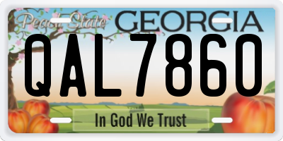 GA license plate QAL7860