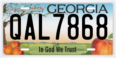 GA license plate QAL7868