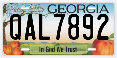 GA license plate QAL7892