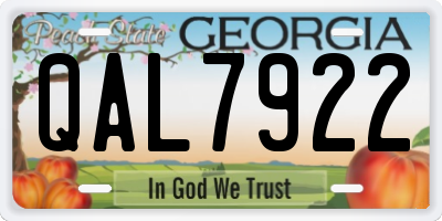 GA license plate QAL7922