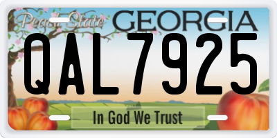 GA license plate QAL7925