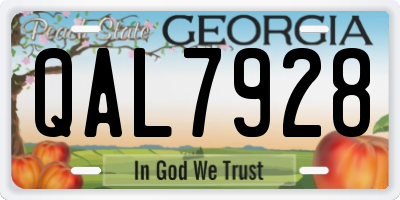 GA license plate QAL7928