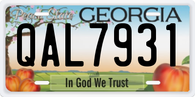 GA license plate QAL7931