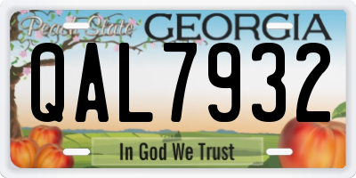 GA license plate QAL7932