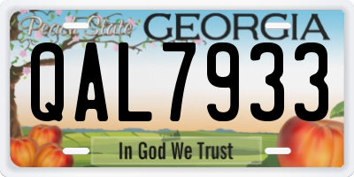 GA license plate QAL7933