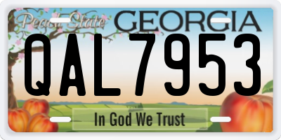 GA license plate QAL7953