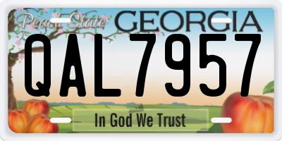 GA license plate QAL7957