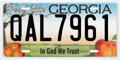 GA license plate QAL7961