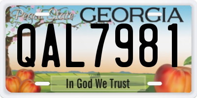 GA license plate QAL7981