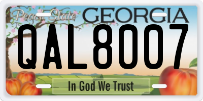 GA license plate QAL8007