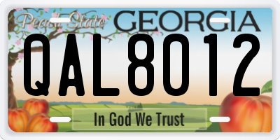 GA license plate QAL8012