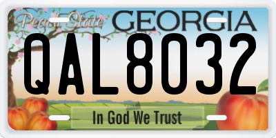 GA license plate QAL8032