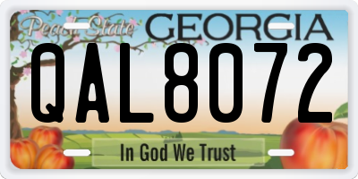 GA license plate QAL8072