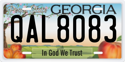 GA license plate QAL8083