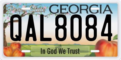 GA license plate QAL8084