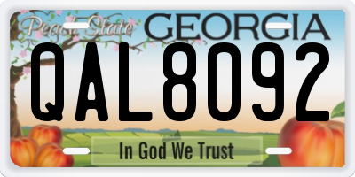 GA license plate QAL8092