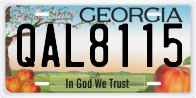 GA license plate QAL8115