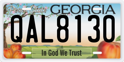 GA license plate QAL8130