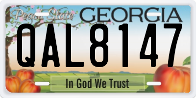 GA license plate QAL8147