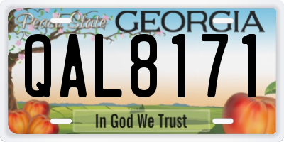 GA license plate QAL8171