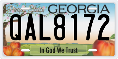 GA license plate QAL8172