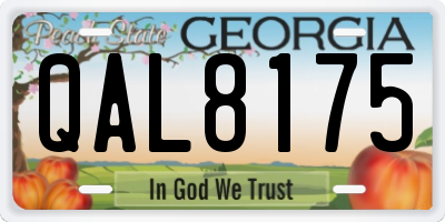 GA license plate QAL8175