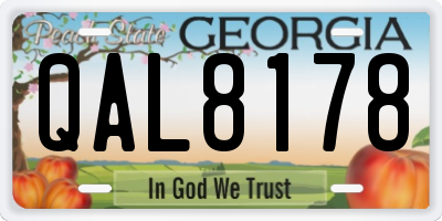 GA license plate QAL8178