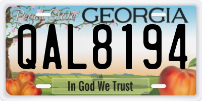 GA license plate QAL8194