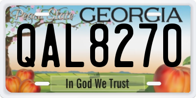 GA license plate QAL8270