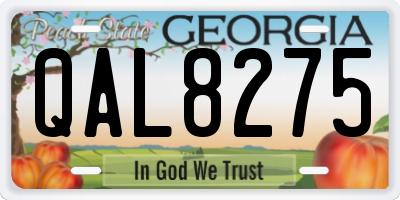 GA license plate QAL8275