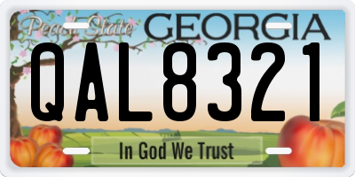 GA license plate QAL8321