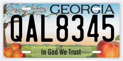 GA license plate QAL8345