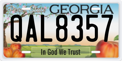 GA license plate QAL8357