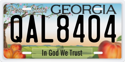 GA license plate QAL8404