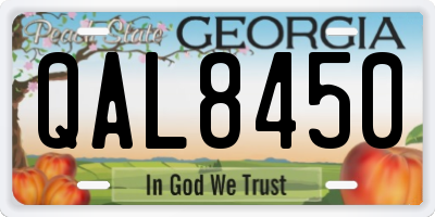 GA license plate QAL8450