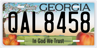 GA license plate QAL8458