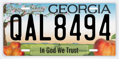 GA license plate QAL8494