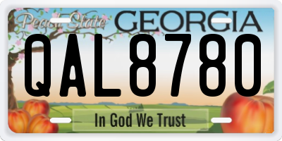 GA license plate QAL8780