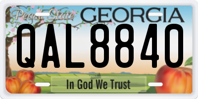 GA license plate QAL8840