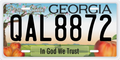 GA license plate QAL8872