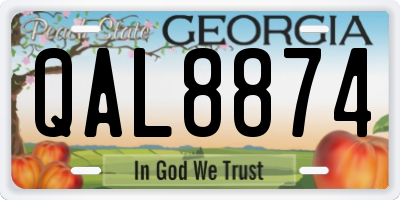 GA license plate QAL8874