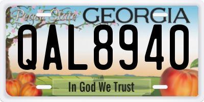 GA license plate QAL8940