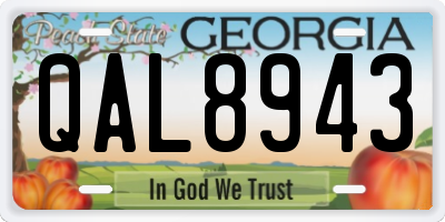 GA license plate QAL8943