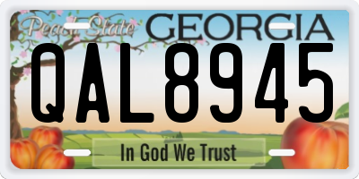 GA license plate QAL8945