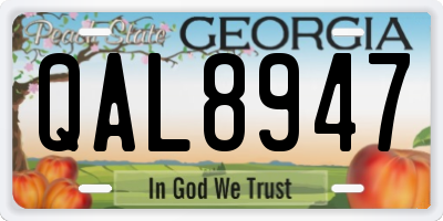 GA license plate QAL8947