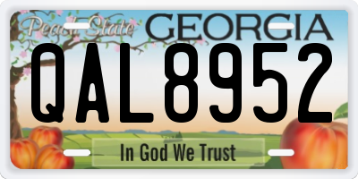 GA license plate QAL8952